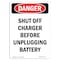 Signmission OSHA, Portrait Shut Off Charger Before Unplugging, 14in X 10in Rigid Plastic, 10" W, 14" L, Portrait OS-DS-P-1014-V-1573 - alternate 1